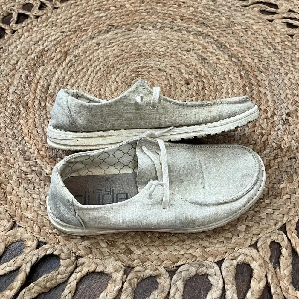 Hey Dude Wendy Sparkling Gold Beige Slip On Shoes Women's Size 10